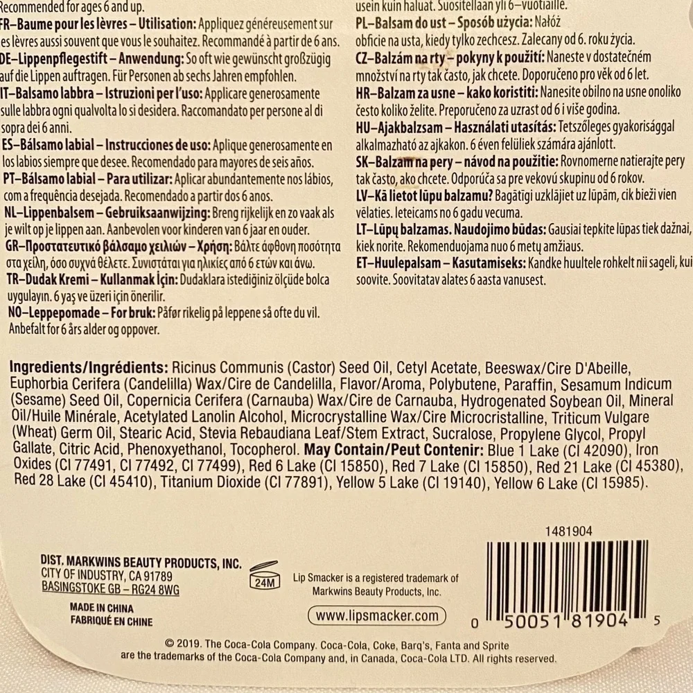 Lip Smacker Coca Cola 4 Pack Coca-Cola/ Vanilla Coke/ Sprite/ Fanta New - Picture 3 of 3